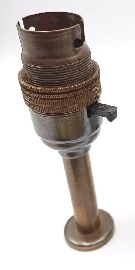 Switched Pedestal Lamp Holder Antique Brass Choice of Heights (115mm)
