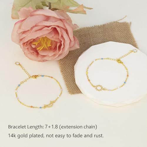 Image of LINY Matching Sisters Bracelets for 2, Big SIster and Lit SIster Bracelet Gifts for Sisters Birthday Christmas Gift