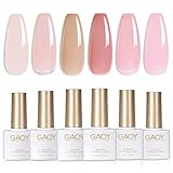 GAOY Jelly Nude Pink Gel Nail Polish Set of 6 Transparent Colors Sheer Gel Polish Kit UV LED Soak Off Shellac Nail Polish Gel Varnish