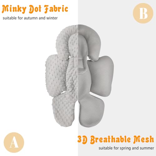 Image of KAKIBLIN Infant Car Seat Insert, Carseat Head Insert & Body Support for Newborn, 2-in-1 Reversible Newborn Car Seat Cushion, Soft Stroller Insert for Car Seats, Bouncer, Strollers, Swing