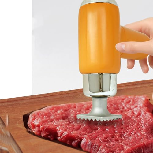 Elektrischer Fleischklopfer – Handheld-Edelstahl-Werkzeug, 6 verstellbare Stufen, abnehmbarer Hammerkopf, wasserdichtes Design für Rind, Huhn, Gurke und Knoblauch