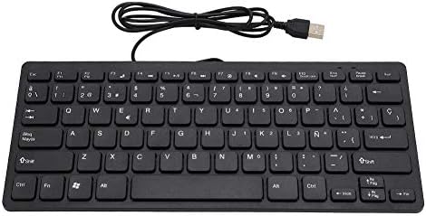 FOSA Spanish Keyboard USB Wired Keyboard Spanish 78 Keys Mini Portable Keyboard Ultra Thin Compact Keyboard for Desktop Computer PC