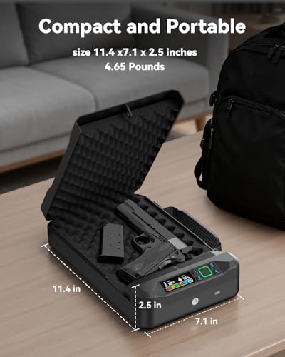 Car Gun Safe Small Pistol Safe Handheld Biometric Gun Cases for Handguns, Portable Fingerprint Pistol Lock Security Box for Travel Nightstand Bedside thumbnail 6