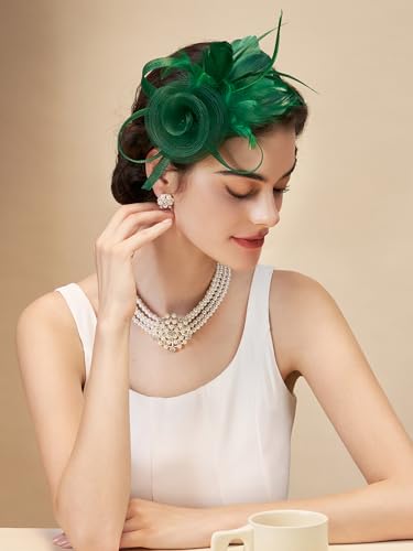 SWEETV Tulle Fascinators for Women, Tea Party Hats for Kentucky Fascinators Derby, Cocktail, Wedding, Fancy Dress Party