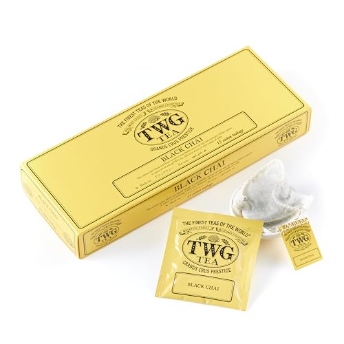 TWG Tea | Black Chai Tea | Black Tea | Aromatic Indian Spices | 15 Hand Sewn Cotton Teabags | Gift Set