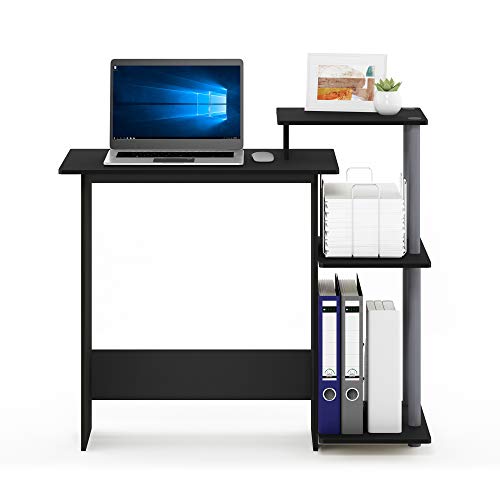 Image of Furinno EFFICIENT Desk, 28.6 inch Wide Gaming Desk with 3 Open Side Shelves, Laptop Notebook Computer Desk, Office Desk for Home Office, Study Room, Dorm, Bedroom, Black