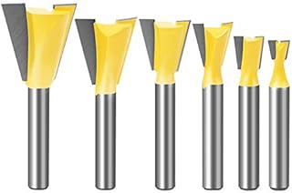 Yakamoz 6Pcs Dovetail Router Bit Set 1/4 Inch Shank Half-Blind & Through Dovetail Bits Wood Joints Cutter Tool for Making Boxes Drawers Chests