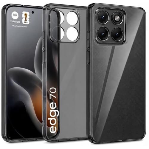 Image of VONZEE Compatible with Motorola Moto Edge 70 5G Back Cover Case Clear,[ Anti Yellow ][Military Grade Protection] Hard PC Back Cover Transparent-Black