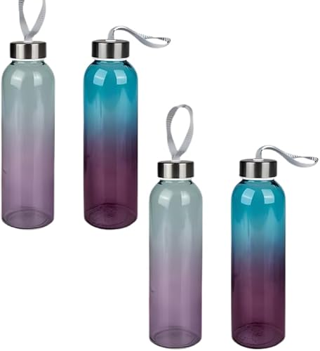 Drinking Bottle Glass Multi-Color 500ml – Pack of 4