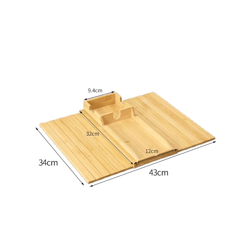 Uwenkjie Natural bamboo sofa armrest tray, three in one pull-out and detachable sofa cup holder - Image 2