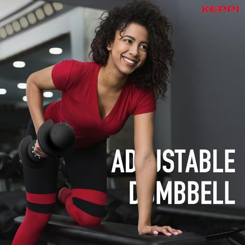 Keppi Adjustable Dumbbells Set-25lb/40lb/55lb/60lb, Anti-Slip Metal Fast Adjust Weight Handle, Exercise & Fitness for Full Body Workout - Adjustable Dumbbell Series