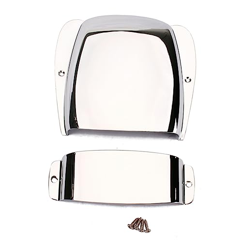 BESTonZON Electric Bass Guitar Pickup Cover Set Bridge Cover Plate Kit in Chrome