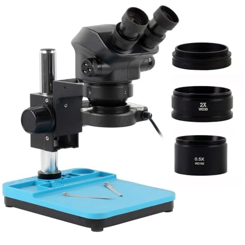 顕微鏡キット 産業ラボ 7X-50X 連続ズーム実体顕微鏡双眼顕微鏡 + 0.5X 1.0X 0.7X 1.5X 2.0X 補助対物レンズ 顕微鏡レンズアダプター (Color : With 0.5x 2.0x 1.0x)