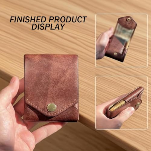 Vintage Handmade Leather Wallet, Multifunctional Handmade Leather Wallet for Men and Women, Built-In Pen Slot, Leathers Business Card Holder Compact Wallet, Holds 4-8 Cards + Cash(1PC)2