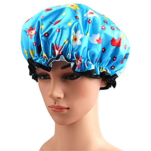 Shower Caps, ESARORA 4 PACK Extra Large Bath Caps Perfect for all Hair Lengths and Thicknesses - Waterproof - Double Layer - Thumbnail 4