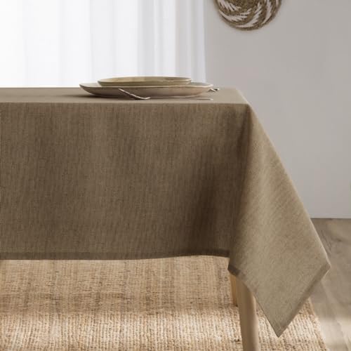 BOHEME | Mantel Rectangular Elba Antimanchas Resinado | Algodón Combinado | Color Arena | 140x100 cm | Hecho en España | Fácil de Limpiar | Ideal para Uso Diario