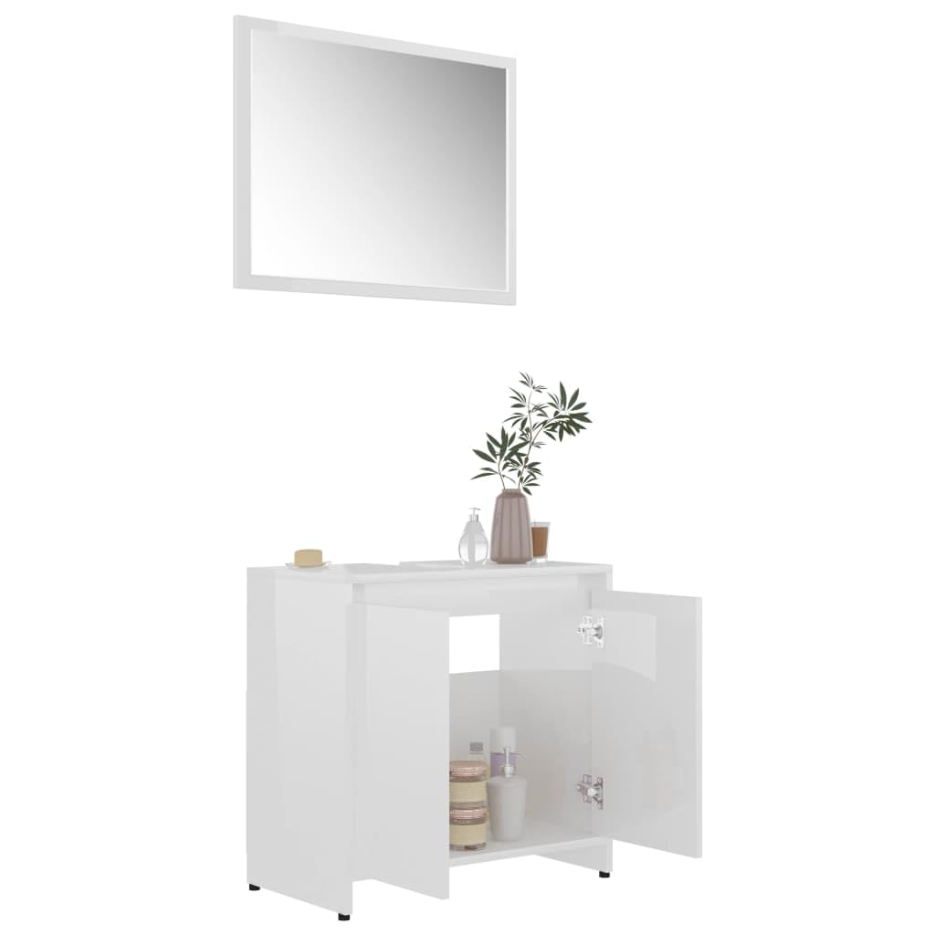 Möbelsets 3-teilig Badmöbel Set Hochglanz Weiß Holzwerkstoff Badmöbel Sets