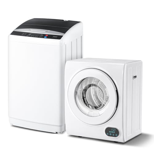ROVSUN 25LBS Full Automatic Washing Machine and 1.5CuFt Portable Clothes Dryer Set, Compact Laundry Washer and Dryer Combo Set with Stainless Steel Inner Tub, for Apartment, Dorms, Home