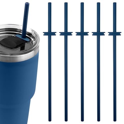 5pcs Silicone Straw for Yeti Rambler 30/20/10oz，Reusable Straws for Yeti Tumbler with Magslider Lid ，Yeti Accessories，Replacement Straws，BPA Free (Blue)