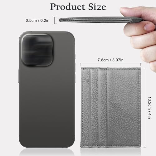 Image of WOXVM Credit Card Holder Wallet RFID Blocking Slim Credit Card Cases Holder Premium Leather Minimalist Front Pocket Small Wallet with 6 Card Slots and 1 Pockets for Men Women (Grey)