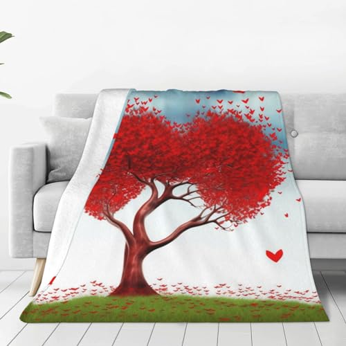 Couverture rouge avec arbre pour salon et soirées cocooning - 2