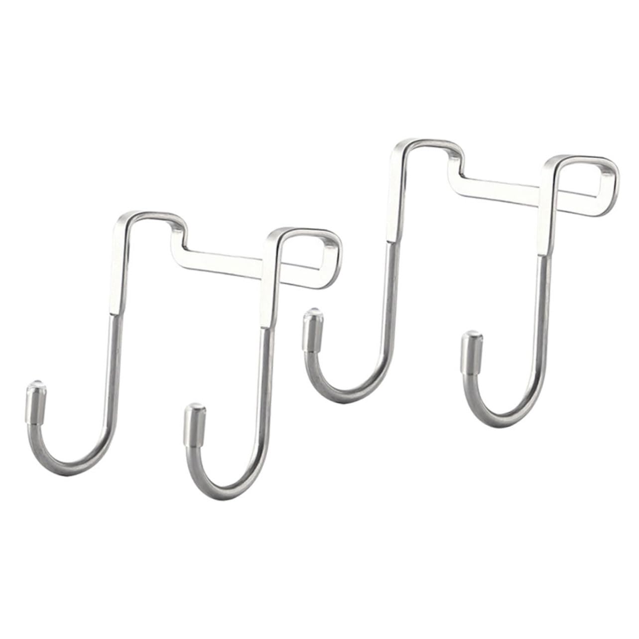 Unomor 2pcs Hook up Clothes Hanger Kitchen Towel Hooks Over Cabinet Door Hooks Shower Door Hook Over The Door Hanger Towel Hooks Kitchen Over Door Towel Rack Silver Stainless Steel
