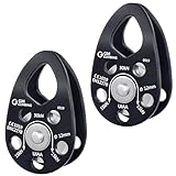 「GM CLIMBING CE UIAA認証 30kN マイクロプーリー モバイルサイド プレート クライミングプーリー 12mmロープ適合 自己潤滑ブッシング 登山 クライミング アーボリスト ツリークライミング 伐採 レスキュー プーリーシステム設置 ブラック 2個セット」の画像