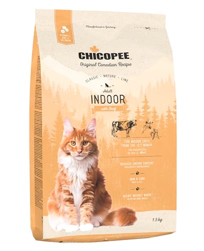 Chicopee CNL Adult Indoor Beef 1,5 kg de alimento seco para Gatos | by Bosch | Comida para Gatos | Fórmula Canadiense | Fabricado en Alemania | Una Marca de Alimentos para Mascotas Bosch