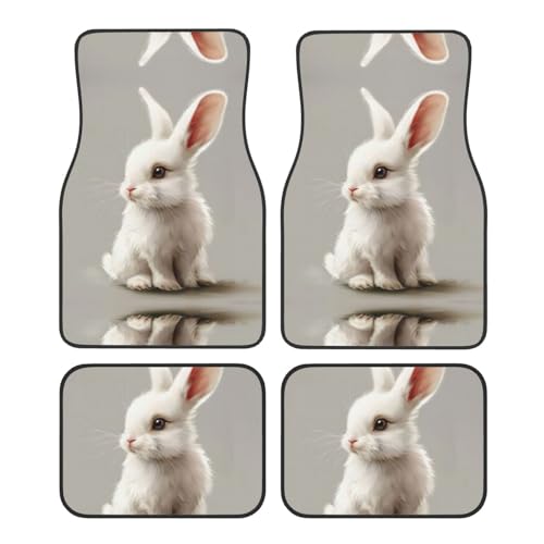 Tapis de sol pour voiture motif lapin blanc pour un habitacle chaleureux