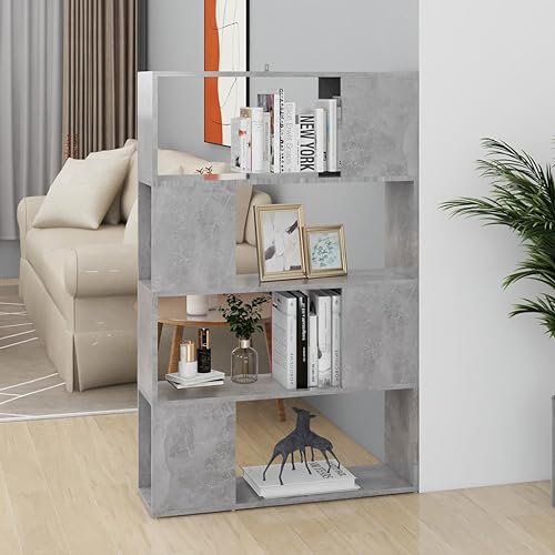 Estantería separadora de habitación gris hormigón de 4 compartimentos 2