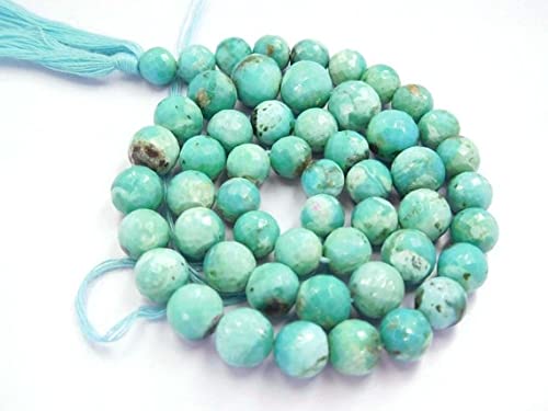 LKBEADS Prawdziwe śpiące piękne naturalne Arizona turkusowe fasetowane okrągłe koraliki Wa-24 okrągłe koraliki, koraliki z kamieni szlachetnych, okrągłe koraliki, koraliki do biżuterii, sznurek 33 cali 6-9 mm
