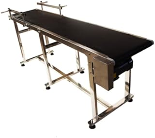 INTBUYING 82.6x15.7inch Industrial Drive Conveyor Belts Black PVC Conveyor Belt Adjustable Speed Stainless Steel 110V