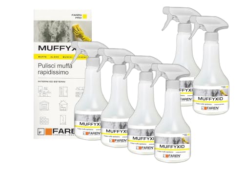 FAREN Muffyxid - Eliminar moho, antimoho, limpiador de moldes de acción rápida, desinfectante, elimina rápidamente moho, hongos, musgos y algas, retrasa la reaparición, 500 ml (6)