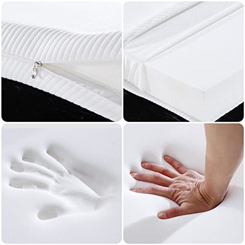 White Pack N Play Mattress 3" Thick, Pack And Play Mattress Pad Fit 38 X 26, Lightweight Mini Crib Mattress Nap Mat, Portable Baby Travel Mattresses, Removable, Washable, Mattress Cover Memory Foam #TOP3