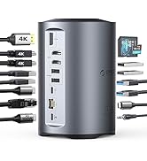 ORICO 15-in-1 USB C ドッキングステーション 2つ画面出力 M1 M2 Mac対応 DPポート+2*HDMIポート 4K@60Hz 3*USB3.0 有線LAN PD対応 10...