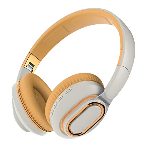 E-SHIDAI Portable Wireless Headphones - Foldable Lightweight Over-Ear Headphones, Ergonomically Designed Bluetooth Headphones, Soft and Comfortable for Office, School, Travel, Sports (Light Gray)
