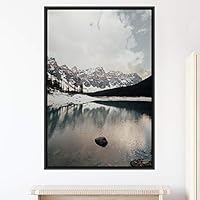 Framed Canvas Wall Art Mountain Lake View Global Landscape Mountain Multicolor Photography Relax/Calm - 16x24 inches