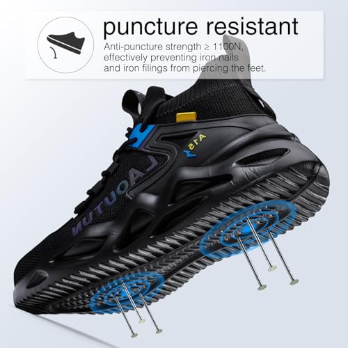 LAoutun Steel Toe Shoes for Men and Women Comfortable Lightweight Work Safety Shoes Puncture Proof Slip Resistant Indestructible Sneakers Construction Work Utility Sneakers3