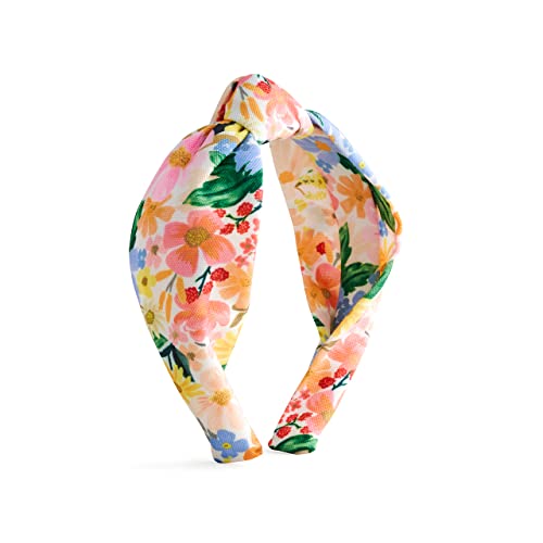 Rifle Paper Co. Marguerite Hair Bundle With Knotted Fabric Headband And Scrunchie, Bright Floral Pattern, Design Printed Fabric Over Structured Band And On 3.5" Soft Elastic Scrunchie, Scarf Tie #TOP14