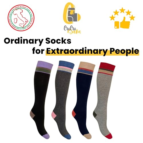 Image of Cotton Knee High Socks for Women Made in Italy, Long Socks for Women (One Size Fits All) Women Dress Socks