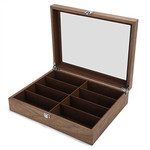 8 Scatola portaoggetti in legno, vetrina elegante per occhiali da sole e gioielli, design minimalista di lusso, con coperchio e spazio organizzato