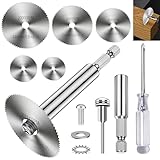 10 Tlg Trennscheiben Set, HSS Schneidräder Mit 1/4 Zoll Schaft Für Holz Kunststoff Metall Stein Glas, Komplettset Mit 6 Trennscheiben, 65mm/106mm Adapter, Kreuzschlitzschraubendreher Und Zusatzschaft