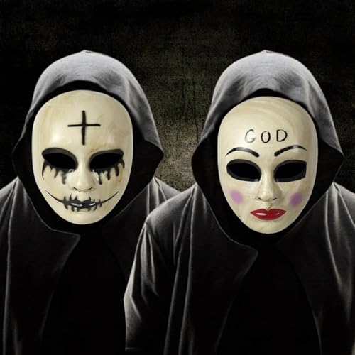 Hyfkjdm 2 Piezas De The Purge Masken God & Cross Killer, Disfraz De La Purga, Purga Mascara, Halloween, Mardi Gras, Maquillaje Cosplay Máscaras De Fiesta, Unisex