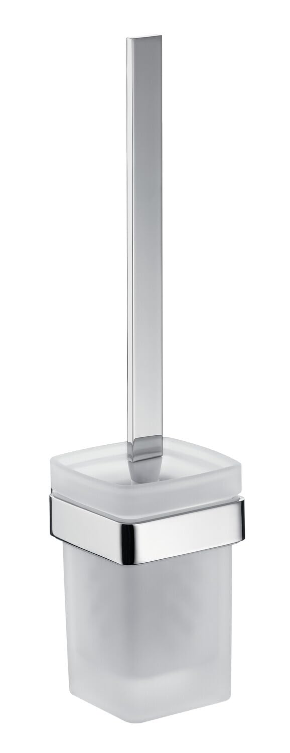 Emco loft toilet brush set, wall-mounted, crystal glass satin finish; color: chrome