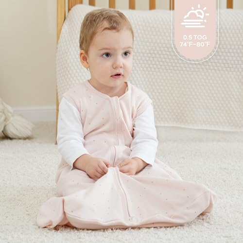 Image of JELLYMONI Baby Sleep Sack 0-6M, 0.5 TOG, 100% Cotton Wearable Blanket | 3 Pack, Soft Cotton Fabric, Breathable Lightweight Sleeveless Sleep Sack, Pre-Shrunk, 2-Way Zipper
