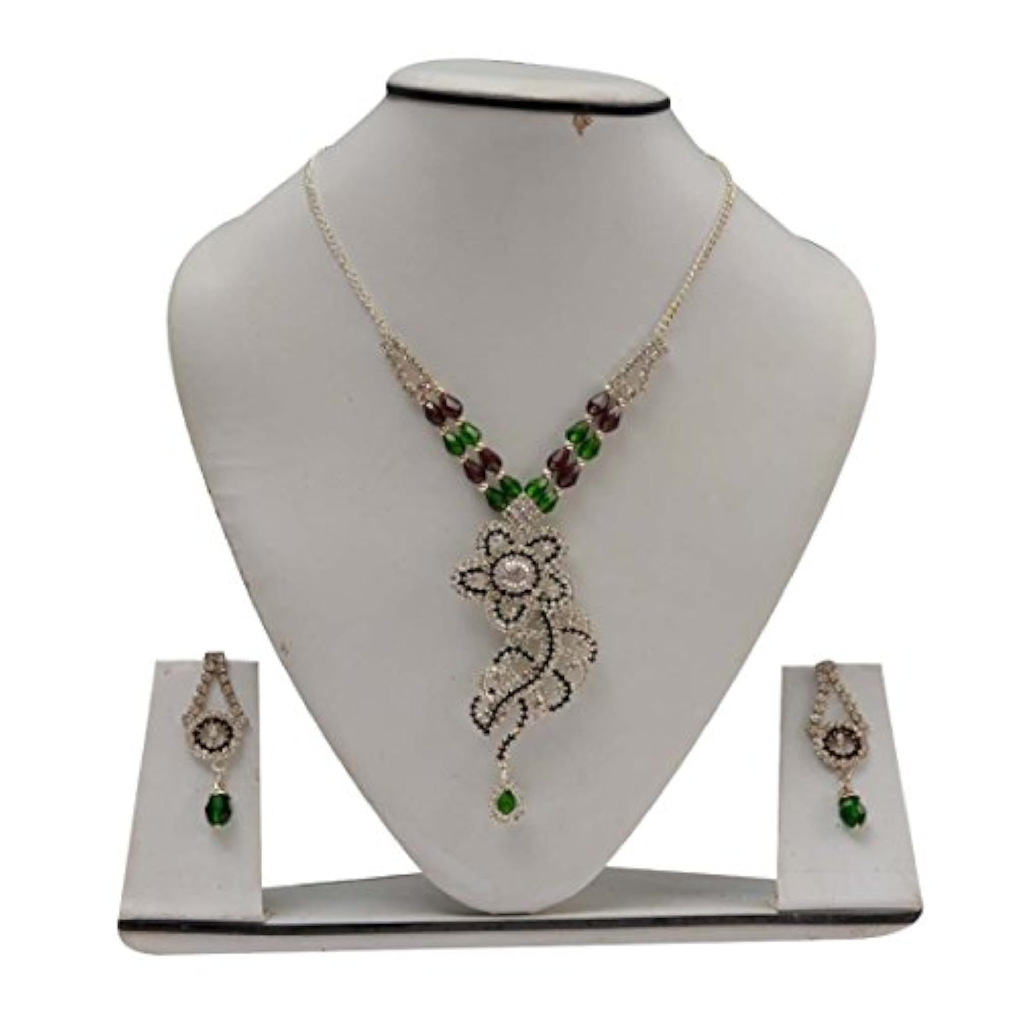 Elegant Pendant Set with Matching Earrings in Silver Tone