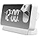 VENDERE Projector LED Display Digital Projection Mute Mirror USB Office Clock with 180° Projector for Bedroom Digital Tempera