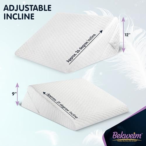 Wedge Pillow for Sleep Apnea, 12 Inch Adjustable Height Bed Wedge Pillow for Headboard, Gerd, Acid Reflux Relief, Snoring, and Post Surgery Recovery. Bed Pillow for Sitting Up in Bed