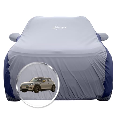 Image of NEODRIFT 'SuperTech' Car Cover for BMW Mini Cooper 5D Back Ant (100% Water-Resistant, All Weather Protection, Tailored Fit, Multi-Layered & Breathable Fabric) (Colour: L.Grey+Blue)