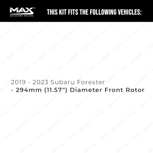 Image of Max Advanced Brakes Front Brake Kit Compatible With 2019 2018 2021 2022 2023 Subaru Forester w /11.57 inch Frt Rotor Replacement Geomet Coated OE Disc Brake Rotors and Ceramic Brake Pads